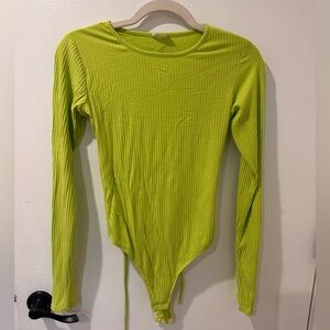 Lime Green Ribbed Bodysuit